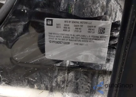 2012 Chevrolet Cruze 1Lt z USA, uszkodzony, nr VIN 1G1PF5SC5C7128336